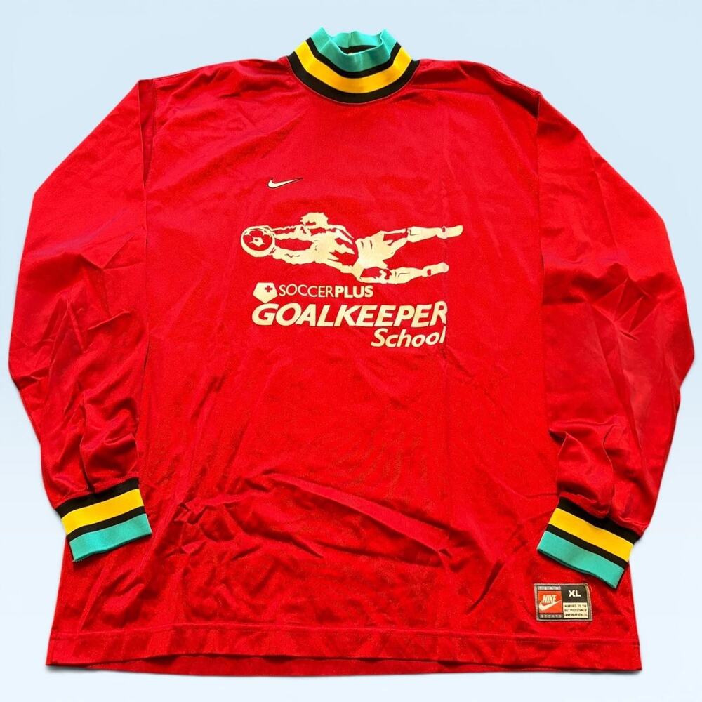 Vintage Nike Shirt Mens XL Red SoccerPlus Goalkeeper School Long Sleeve 90s USA